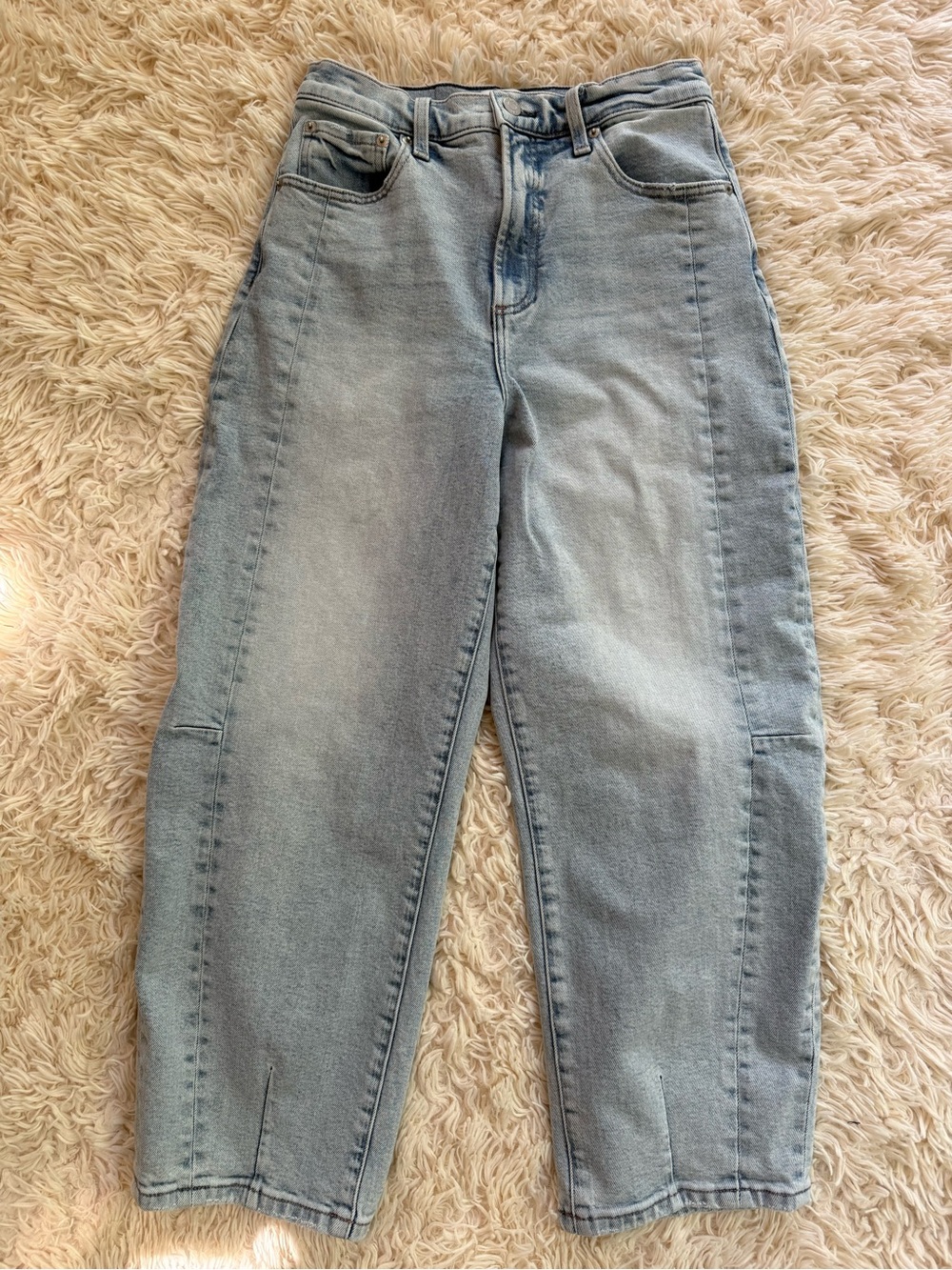 Pistola Light Wash Barrel Leg Jeans Women’s 27 High Rise Ankle Denim Blue